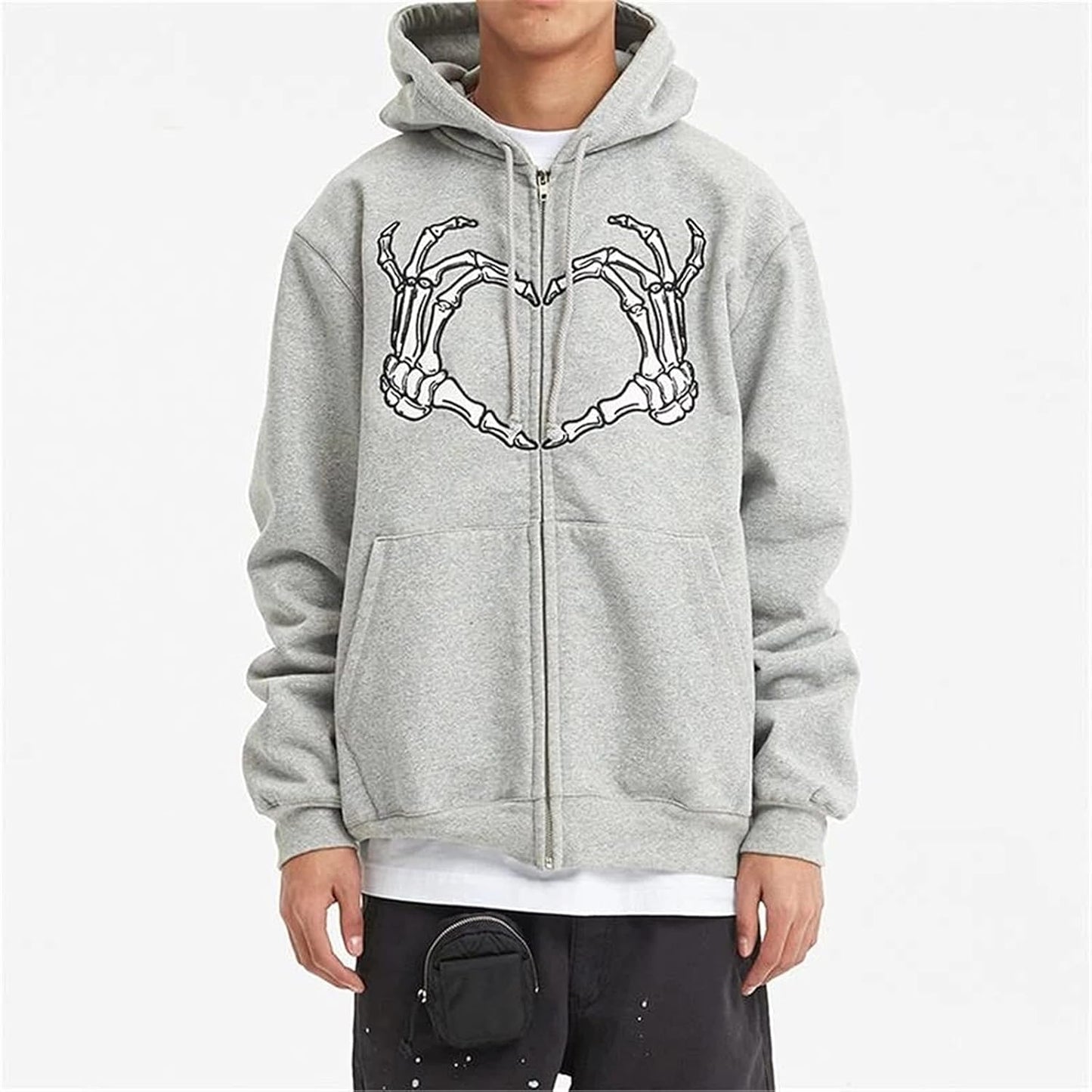 Women Man Goth Hoodie Sweatshirts Y2K Aesthetic Zip up Jacket 90S Long Sleeve Graphic Coat Couple Top Streetwear