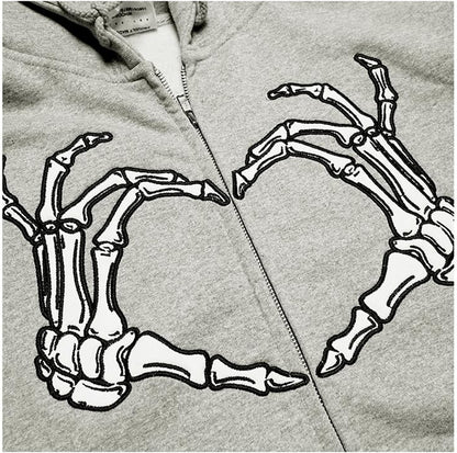 Women Man Goth Hoodie Sweatshirts Y2K Aesthetic Zip up Jacket 90S Long Sleeve Graphic Coat Couple Top Streetwear