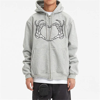 Women Man Goth Hoodie Sweatshirts Y2K Aesthetic Zip up Jacket 90S Long Sleeve Graphic Coat Couple Top Streetwear