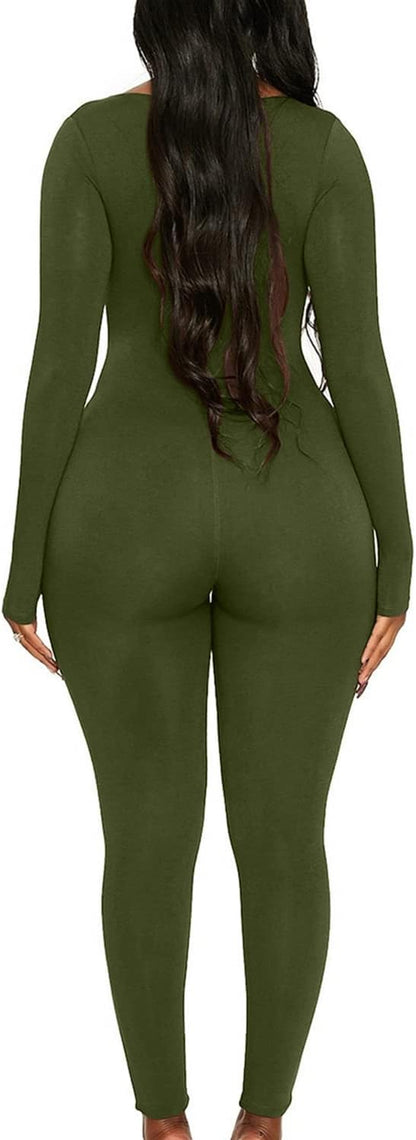 Women'S Sexy Long Sleeve Bodycon Jumpsuit Rompers One Piece Outfits