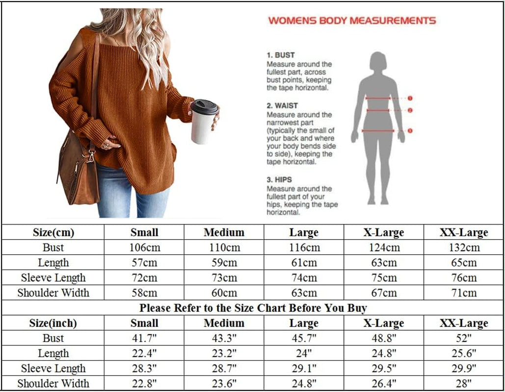 Women'S Cold Shoulder Oversized Sweaters Batwing Long Sleeve Square Neck Chunky Knit Fall Tunic Sweater Tops Brown