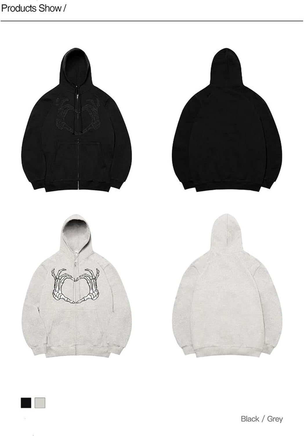 Women Man Goth Hoodie Sweatshirts Y2K Aesthetic Zip up Jacket 90S Long Sleeve Graphic Coat Couple Top Streetwear