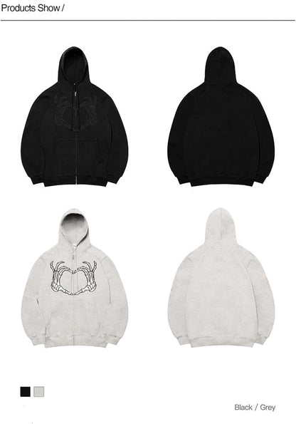 Women Man Goth Hoodie Sweatshirts Y2K Aesthetic Zip up Jacket 90S Long Sleeve Graphic Coat Couple Top Streetwear