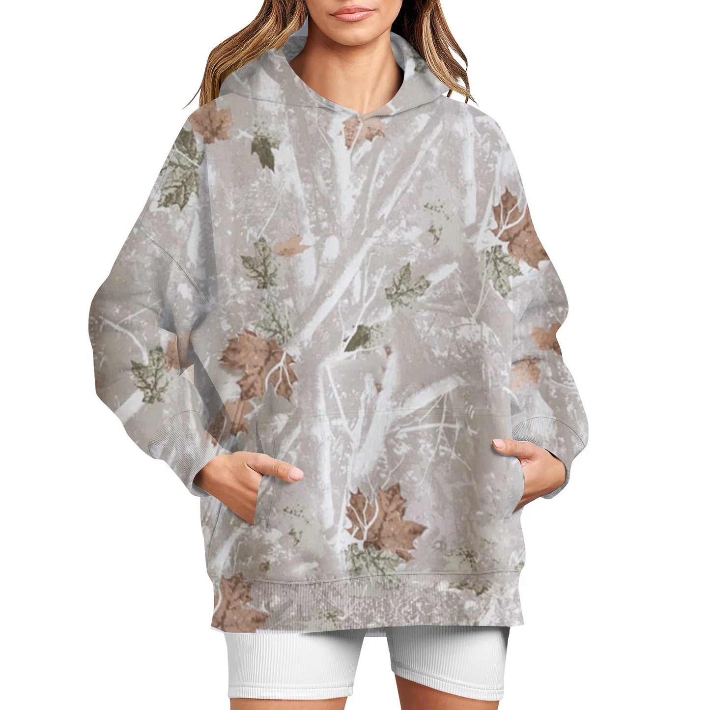 Womens Fall Fashion 2023 Maple-Leaf Print Oversized Camo Sweatshirts for Teen Girls Maple-Leaf Fleece Hoodies Long Sleeve Sweaters Loose Casual Pullover Jacktes Winter Y2K Clothes Teen Girls