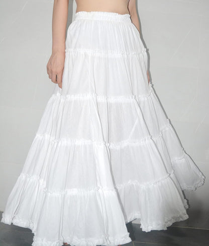 Women'S Cotton 5 Tiered a Line Pleated Maxi Skirt Long Boho Gypsy Dance Skirts