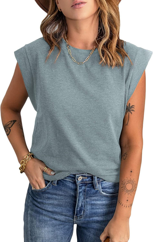 Women'S Crewneck T Shirt Casual Loose Solid Color Short Sleeve Shirts Tops Tees
