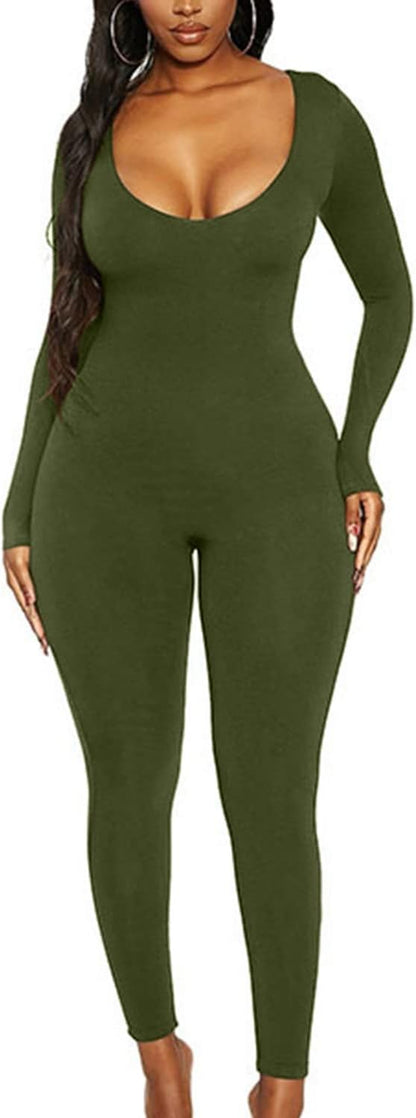 Women'S Sexy Long Sleeve Bodycon Jumpsuit Rompers One Piece Outfits