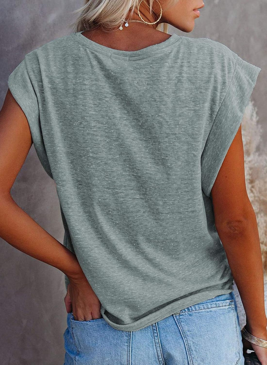Women'S Crewneck T Shirt Casual Loose Solid Color Short Sleeve Shirts Tops Tees